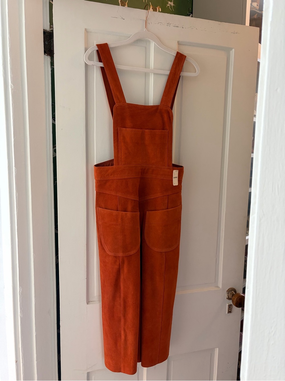 Free People Rust Orange Suede Pinafore Midi Dress - Picture 2 of 4